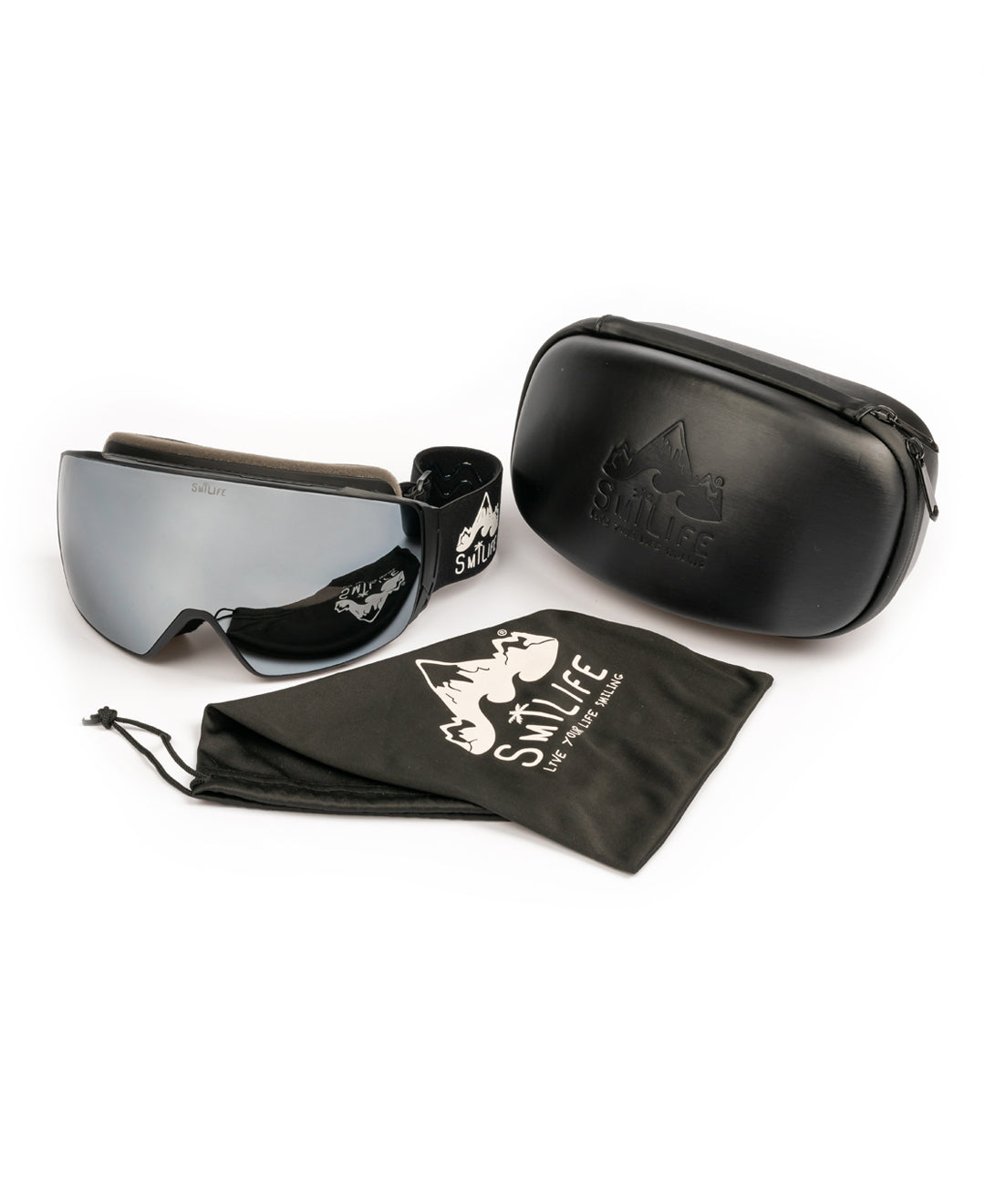 Black mirrored fashion ski goggles